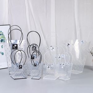 Gift Wrap Flower Packing Box Transparent PVC Wedding Bags With Handles Bouquet Waterproof Florist Portable Collocation Handbag