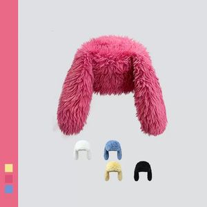 Beanie/Skull Caps Rabbit Ears Beanies Korea Ins Niche Cute Rose Red Plush Pullover Cap Winter Warm Keeping Funny Pography Women's Hats 230826