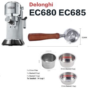 Filtri per caffè Portafiltro senza fondo 51mm Per Delonghi EC680 EC685 Cestello filtro di ricambio Accessorio per macchina per caffè espresso Barista Tools 230826