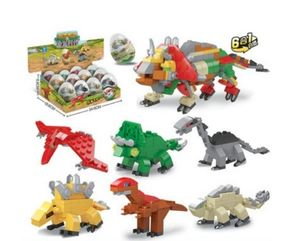 Conjunto de blocos de construção de dinossauro Lepin Toys 9060 Kid Bricks Easter Eggs Model Kit Build Brick 6 em 1 DIY Pequenas Partículas Dinossauro Figura Blocos Twist Egg Blind Box Model Build Kit