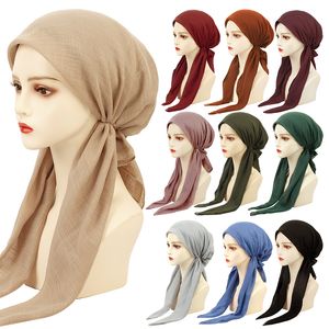 Beanie/Skull Caps Geebro Women Stylish Preished Turban Chem Cap Muslim Hijab Inner Cap Beanies Bonnet long Tail Headscarf Hat Weadwrap Caps 230826