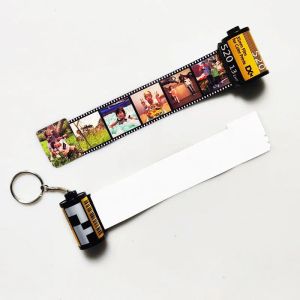 Sublimation Memory Film KeyChain Home Camera Roll Blank Keyrings DIY Jubileumsgåvor Partihandel 0831