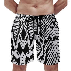 Men's Shorts Boa Black Snakeskin Board Summer Animal Skin Print Running Surf Short Pants Casual Custom Plus Size Beach Trunks