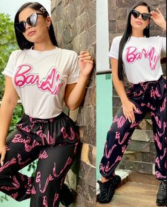 J2901 European American Women's Two Piece Pants autumn new fashion cute Barbie printed ladies suit