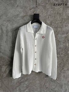 Camicie eleganti da uomo ZXDFTR 2023SS Camicia maglione a maniche lunghe lavorata a maglia bianca con motivo a onde bianche 230826