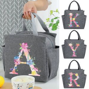 Ice Packs Isothermic Bags Portable Lunch Bag Thermal Insulated Box Tote Cooler Handbag Bento Pouch Container Pink Letter Print Food Storage 230826