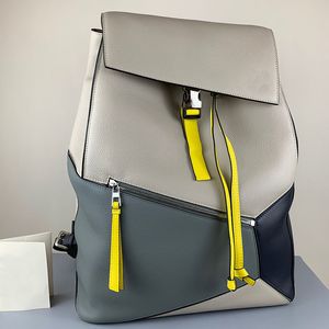 Modischer Herren-Puzzle-Rucksack, luxuriöse Designer-Tasche, 100 % echtes Leder, einfarbig, mehrfarbig, Laptop-Rucksäcke, Außentasche mit Reißverschluss, Schultergurte aus Kalbsleder
