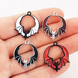 Charms, 8 Stück, 28 x 24 mm, Halloween-Fledermaus-Emaille-Charms, niedliche Fledermaus-Anhänger, Emaille-Ohrring-Anhänger, passend für Schmuckherstellung, DIY-Schmuckzubehör 230826