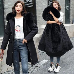 Women's Trench Coats Winter Jacket 2023 Women Parka Clothes Long Coat Wool Liner Hooded Fur Collar Thick Warm Snow Wear Padded 3XL