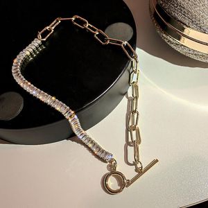 Choker Austyn Luxury Zircon Crystal Halsband för kvinnor Geometriskt rostfritt stål Rhinestone Statement Wedding Jewelry
