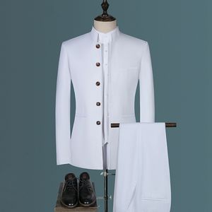 Мужские костюмы Blazers Fashion Brand Men Retro Wedding Party 3 Piece Set Blazer Pants Luxury Emelcodery Men Tang Suit Plus Mest M-6xl 3 ПК 230826