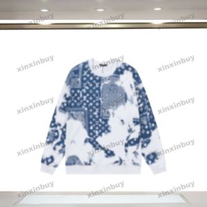 xinxinbuy Felpa uomo donna firmata Parigi tie dye lettera Maglione con stampa motivo frutta anacardi verde grigio blu nero bianco S-XL