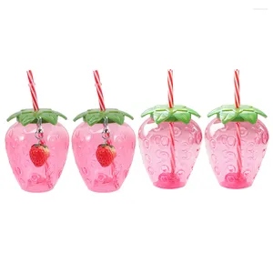 Wine Glasses 4 Pcs Plastic Drinking Portable Glass Strawberry Cup Cups Camping Milk Tea Students Pp Toddler