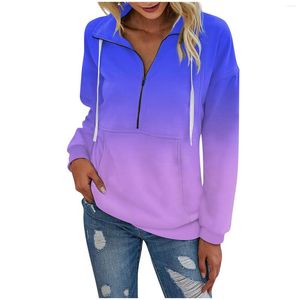 Kadın Hoodies Moda Sıradan Baskılı Uzun Kollu Yarım Zip Sweatshirt Drawstring Gevşek kazak üst ropa de Mujer Envios Gratis ofertas