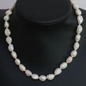 Chains Hand Knotted Necklace Freshwater White Baroque Pearl 11-12mm 18inch For Women Fashion Jewelry