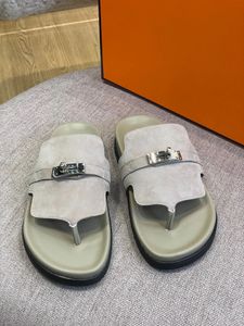 Women Luxury Designer Slippers Fashion Thin Flip Flops Brand Shoe Ladie Beige Shoes Sandals Flippers Size 35-41