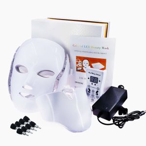 Máscara facial massageadora LED com pescoço Cuidados com a pele 7 cores Máscara facial Tratamento Beleza Anti Acne Terapia Clareamento Coreano Led Spa Máscara Máquina 230826