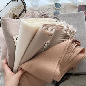 Scarves Winter Scarf Solid Thick Women Cashmere Scarves Neck Head Warm Hijabs Pashmina Lady Shawls Wraps Bandana Tassel 230826