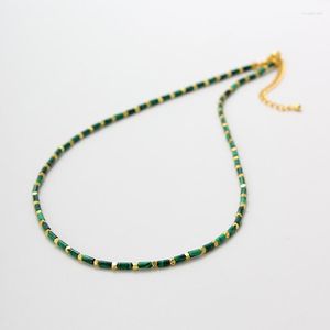 Choker LONDANY Necklace Exquisite Luxury Malachite Small Golden Bean Beaded Simple Stacked Clavicle Fashion Female