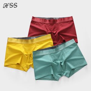 Cuecas 3pcslot cueca masculina algodão boxers homem respirável calcinha sólida shorts hss marca brilho metálico l xl xxl xxxl 230826