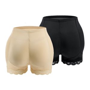 Cintura Tummy Shaper Butt Lifter Pantalones Mujeres Nalgas falsas Caderas regordetas Bragas moldeadoras de cuerpo de gran tamaño Culo de encaje con almohadilla Boxer Shapewear Shorts 230826