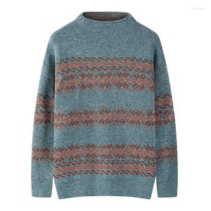 Erkek Sweaters Iron Bahar İçin Çizgili Çizgili Sonbahar Kış Giysileri 2023 Çeken Büyük Boy 3xl 4xl Stil Sıradan Kakiller