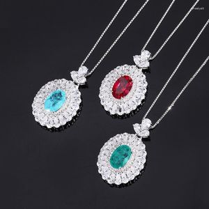 Цепи великолепные лаборатории созданы Paraiba Tourmaline Ruby Pendant Silver Silver 925 Оригинальное ожерелье для женщин роскошные ювелирные украшения.