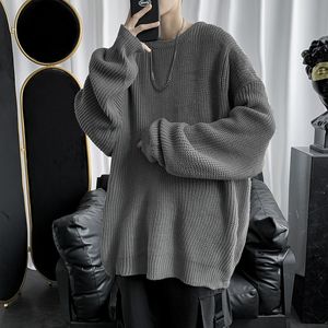 Erkek Sweaters Örme Süveter Erkekler Otomatik Kış Sıcak Giysiler Kore Moda Uzun Kollu Üst Vintage Katı Bol Pullover y2k Erkek Giysileri 230827