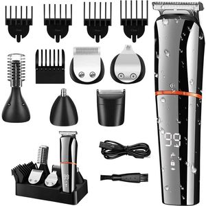 Barbeadores elétricos tudo em um aparador de cabelo de barba para homens kit de aliciamento sobrancelha corpo barbeador à prova d'água recarregável 230826