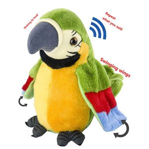 Dekompressionsleksak Electric Talking Parrot Plush Bird Waving Wings Cute Sing roligt uttal Djur för barn gåva 230918