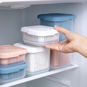 Storage Bottles Double-layer Side Dish Container Ginger Garlic Green Onion Organizer Box Food Pots Kitchen Gadget Inner Sieve Separable