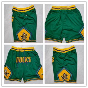 Hockey Shorts Ducks Green Running Sports Clothes With Picks Pockets Size S-XXL Mix Match Order High Quality Stitched