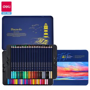 Måla pennor deli fin baswood färgpennor set 24364872 färger med järnbox trä för ritning konstpapper gåvor 230826