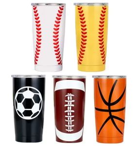 20oz Baseball Tumbler Mugs Softball Basketball Football rostfritt stålkoppar Travelbilskoppar Vakuumisolerade muggar FY5984 JY01