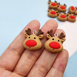 Charms 10ps Christmas Deer Cute Resin Charms For Jewelry Making Craft DIY Pendants Earrings Bracelets Handmade Animals Craft C649 230826