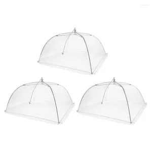 Conjuntos de louça 3 pcs tenda de malha dobrável cobertura de vegetais suprimentos para casa cozinha protetora rede de sobreposição de rede branca protetor de cozinha