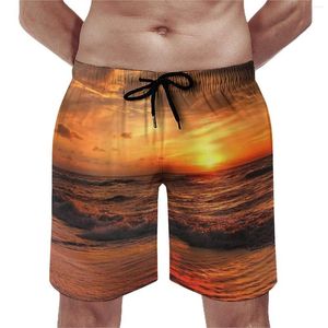 Erkek şortu gün batımı baskı tahtası yaz deniz dalgaları spor fitness kısa pantolon adam hızlı kuru vintage özel artı boyutu plaj gövdeleri