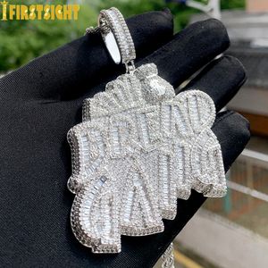 Pendant Necklaces Iced Out Bling CZ Letter BREAD GANG Pendant Necklace Cubic Zirconia Gold Silver Color Money Bag Charm Men Women Hip Hop Jewelry 230826