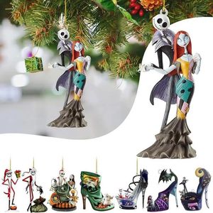 Anime Nightmare Before Christmas Jack Skellington Christmas Tree Figure Decor Ornament för nyårsfest Party Perifery