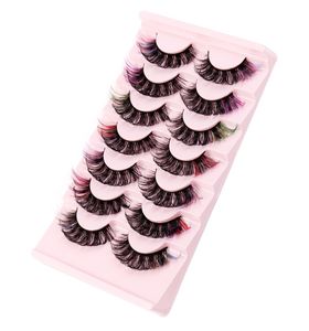 Multilay Thick Colored Eyelashes Extensions Naturally Soft Wispy Handmade Reusable Fluffy Fake Lashes with Color Light Flexible Full Strip Lash DHL