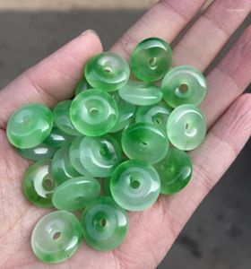 Loose Gemstones Myanmar Jadeite Floating Green Jade Donut Round Safety Buckle Stone Bead For Jewelry Making Diy Bracelet Necklace