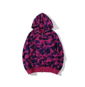 Projektantka męska bluza z kapturem Full Zipper Shark Hoodie Kameflage Kurtka z kapturem Bluza Bluza Bluza męska