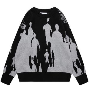 Męskie swetry Jacquard pullover męski sweter jesienne krawędzi krawędzi dla mężczyzny unisex ubranie czarny czerwony 230826