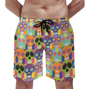 Herren-Shorts, süßes Zuckerschädel-Brett, Halloween-Party, lustige kurze Hosen, Männer, individuell, zum Laufen, Surfen, schnell trocknend, Badehose, Geschenk