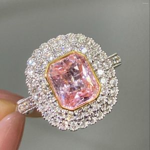 Cluster Rings LR2023 Orange Sapphire Ring 2.15CT Real 18K Gold Natural Gemstones Diamonds Stone Female