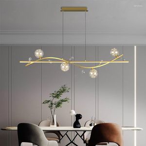 Chandeliers Modern Dimmable Pendant Lamp For Dining Room Long Table Kitchen Chandelier Black Gold Minimalist Design Decor Led Hanging Lights