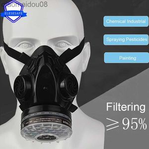 Protective Clothing New Half Face Black Gas Mask Respirator Natural Rubber Work Safety Mask For Polishing Welding Pesticide Spraying Breath HKD230826