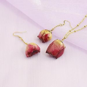 Anhänger Halsketten PolishedPlus Mode natürliche echte getrocknete Blumen Rose Blume für DIY Kunst Handwerk Epoxidharz Herstellung Schmuck Ohrringe