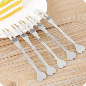 Mini Stainless Steel Fruit Forks Dinning Tableware Party Cake Snacks Desserts Flatware Fork Serving Kitchen Tools