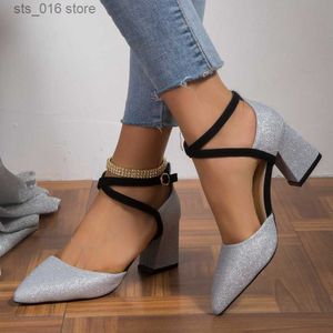 High Shiny New Heels Luxurious Pumps Platform 2024 Shoes Buckle Pointed Toe Fashion Dress Women's Sandals T230828 445